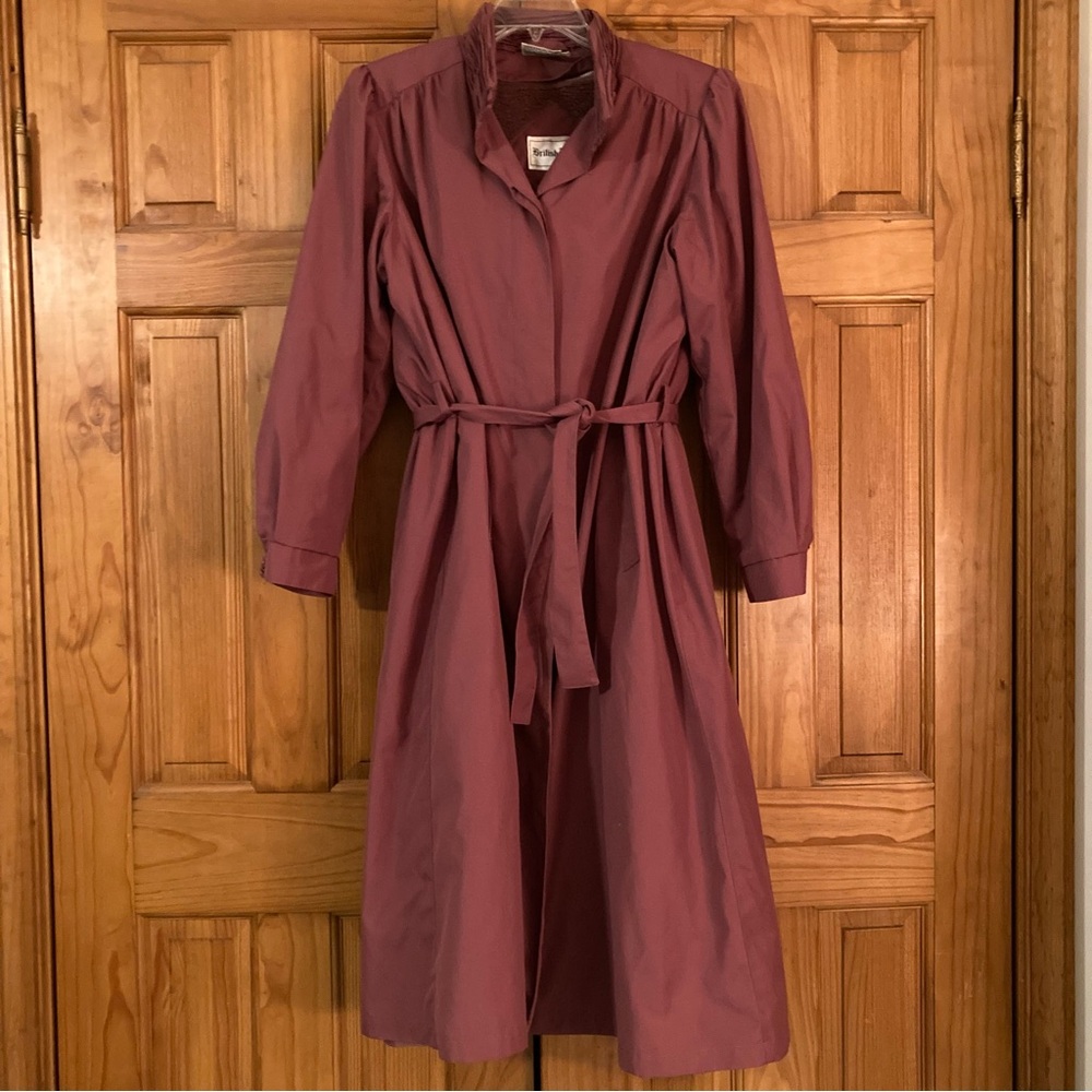 EUC Vintage 80s British Mist Trench Coat Removable Vest Lining Size 16